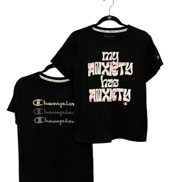 2 Bundle-Champion Women Black White Pink Graphic T-shirt Size: Medium - Picture 1 of 7